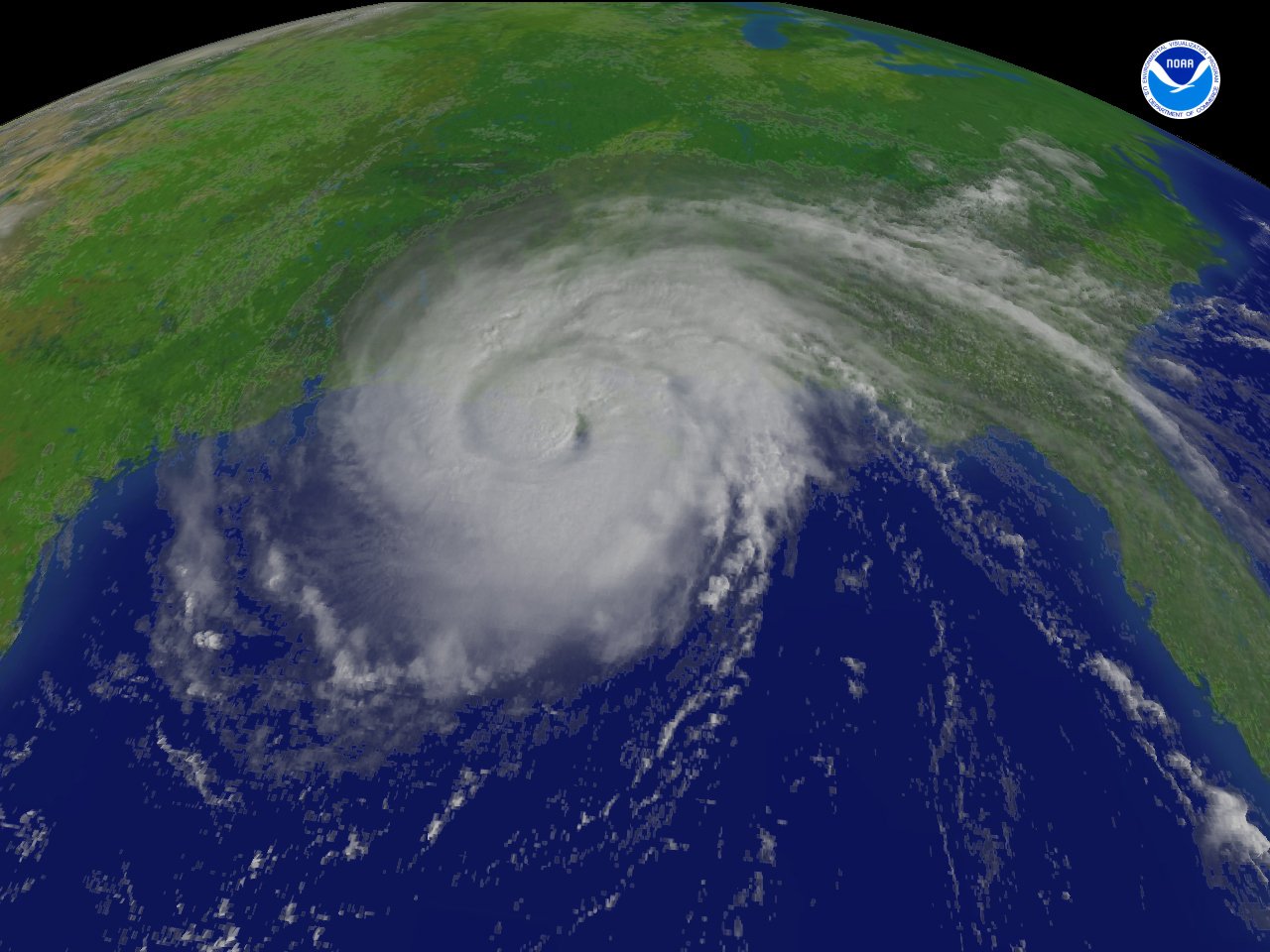Imagen de satélite de archivo de la NOAA (huracán Gustav, 2008) sobre el golfo de México